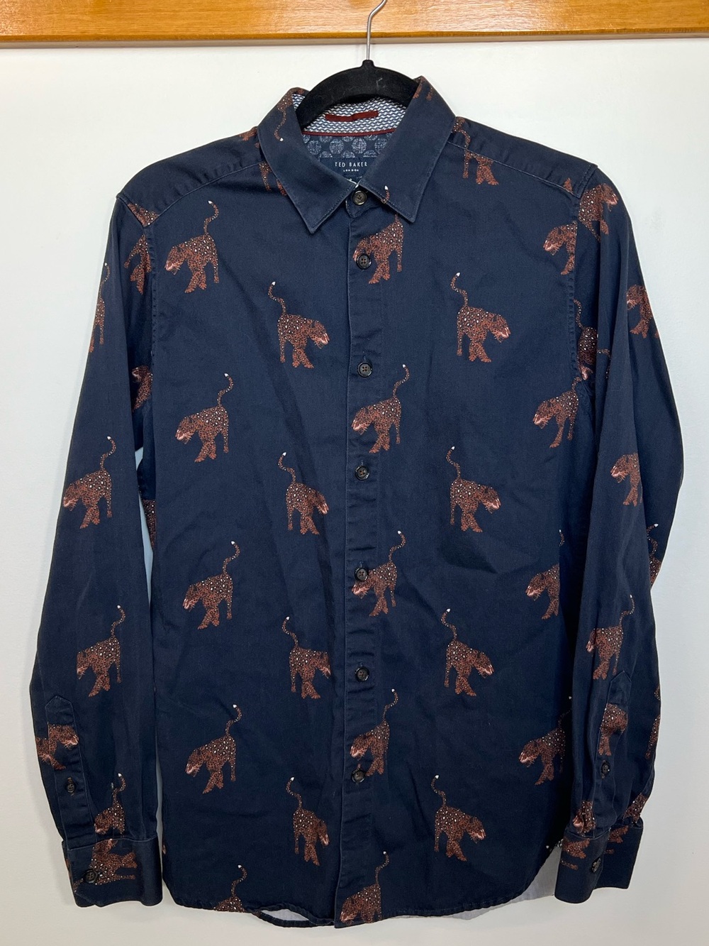 Ted Baker Navy Panther Button-Down Shirt | 2